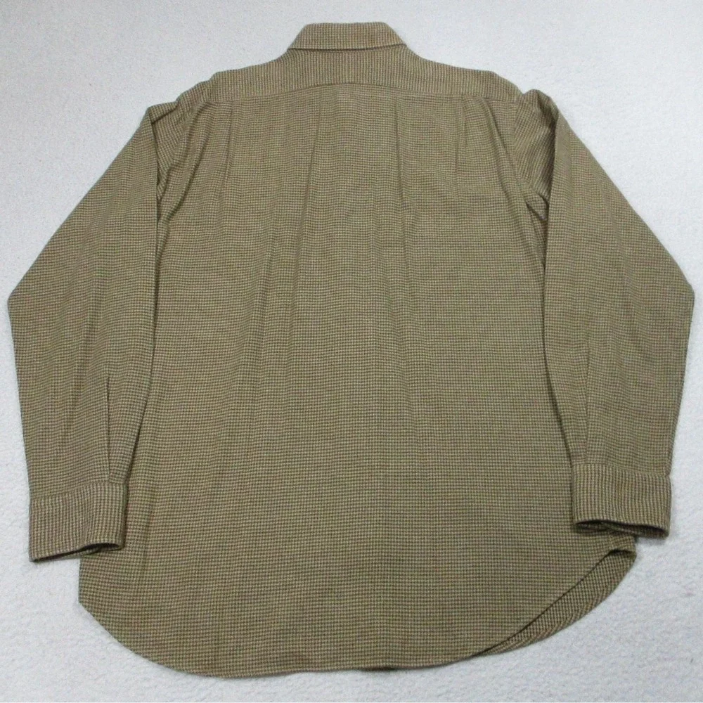 Polo Ralph Lauren Shirt Mens Large Brown Curham Sport Houndstooth Cotton‎ Casual